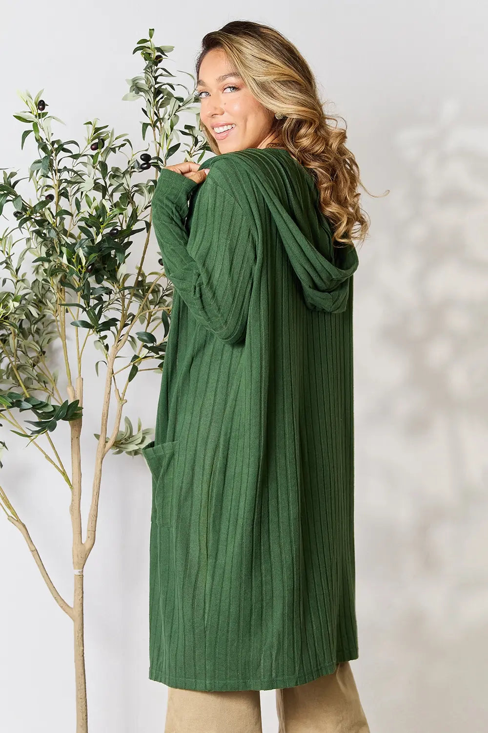 Basic Bae Full Size Hooded Sweater Cardigan | Includes Plus Size