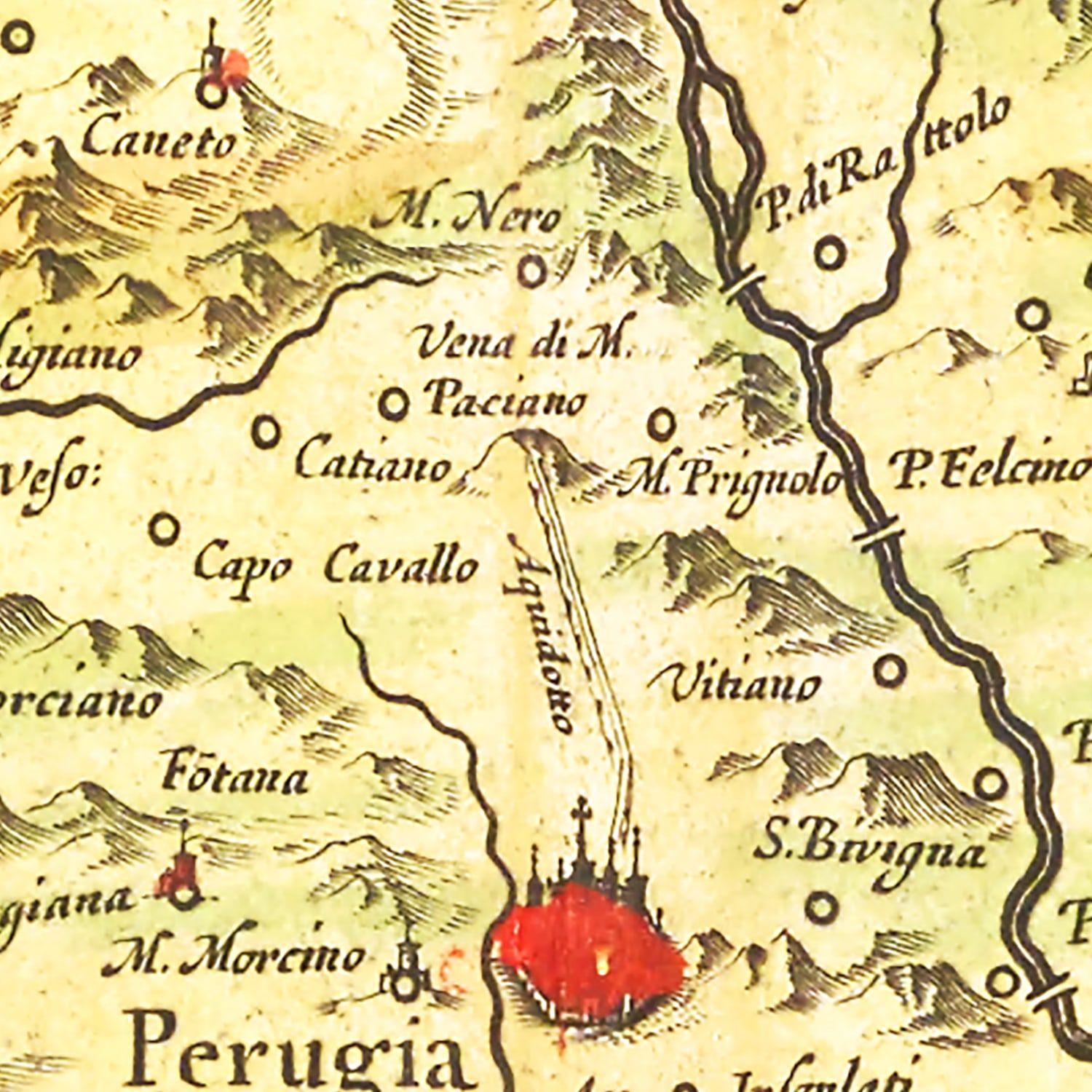 Vintage Map Of Perugia, Italy 1665
