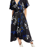 DKNY Women's Belted Midi Wrap Dress Black Size 2