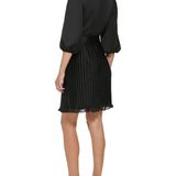 DKNY Women's Pleated Mini Fit & Flare Dress Black Size 6