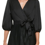 DKNY Women's Pleated Mini Fit & Flare Dress Black Size 6