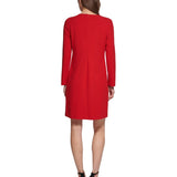 DKNY Women's Cascading Ruffle Long Sleeve Dress Red Size 2