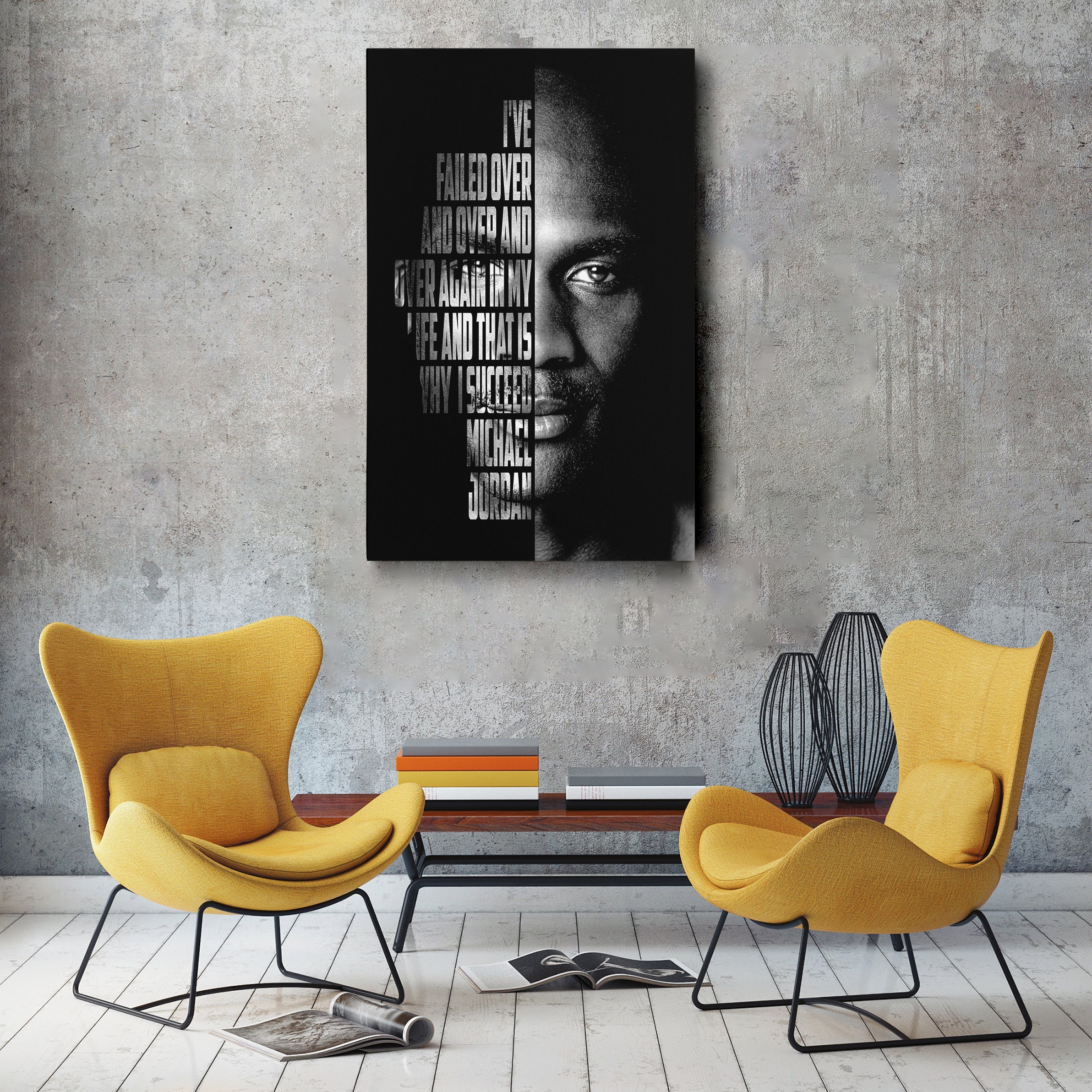 Michael Jordan Face Canvas Art - Motivational Nba Poster Wall Decor