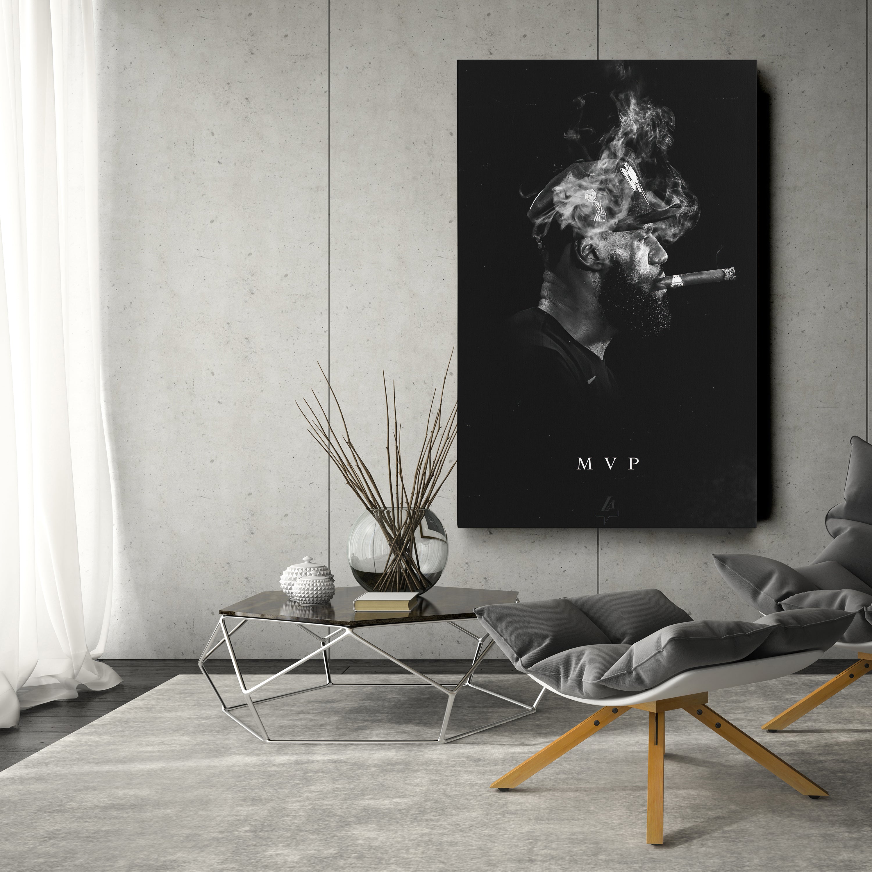 LeBron James Canvas Art Cigar Lakers Wall Decor