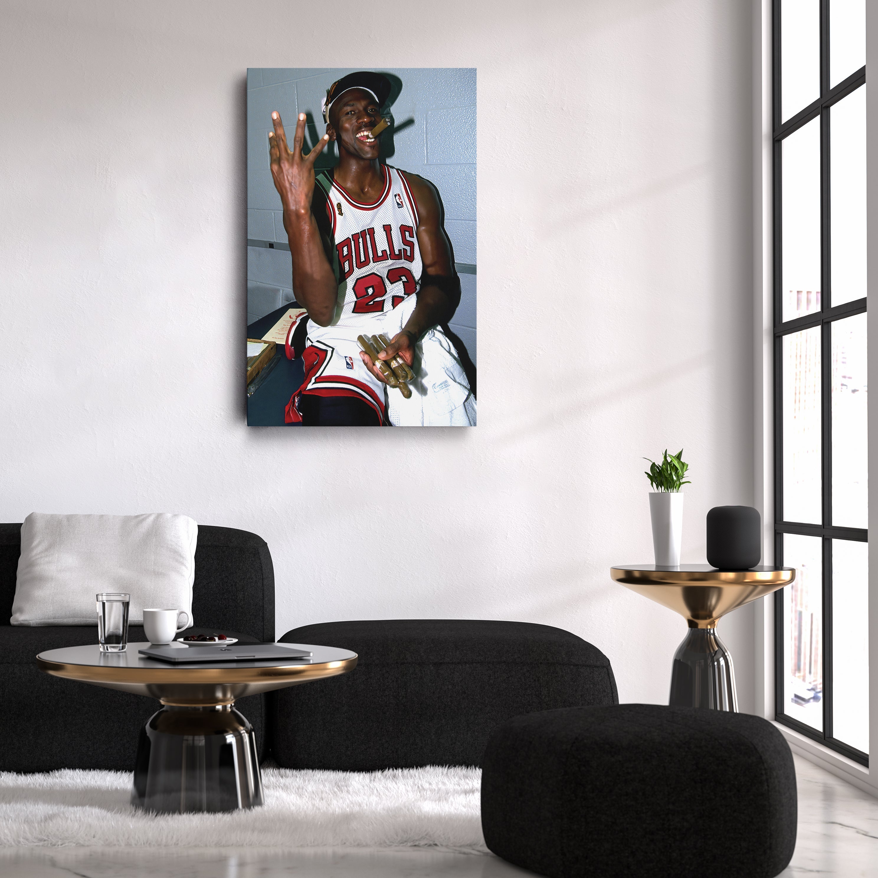 Michael Jordan Smoking Canvas – Chicago Bulls Wall Art Home Decor