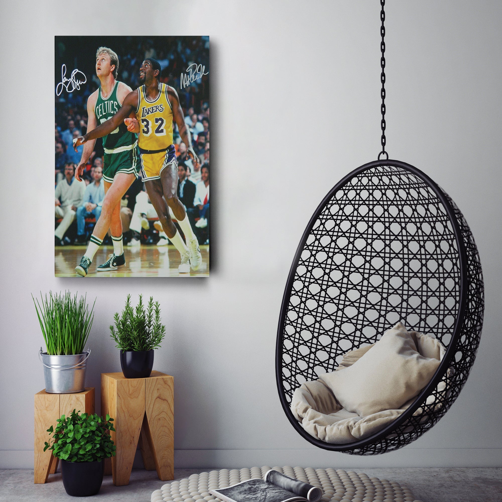 Larry Bird & Magic Johnson Canvas Lakers vs. Celtics Wall Art Print
