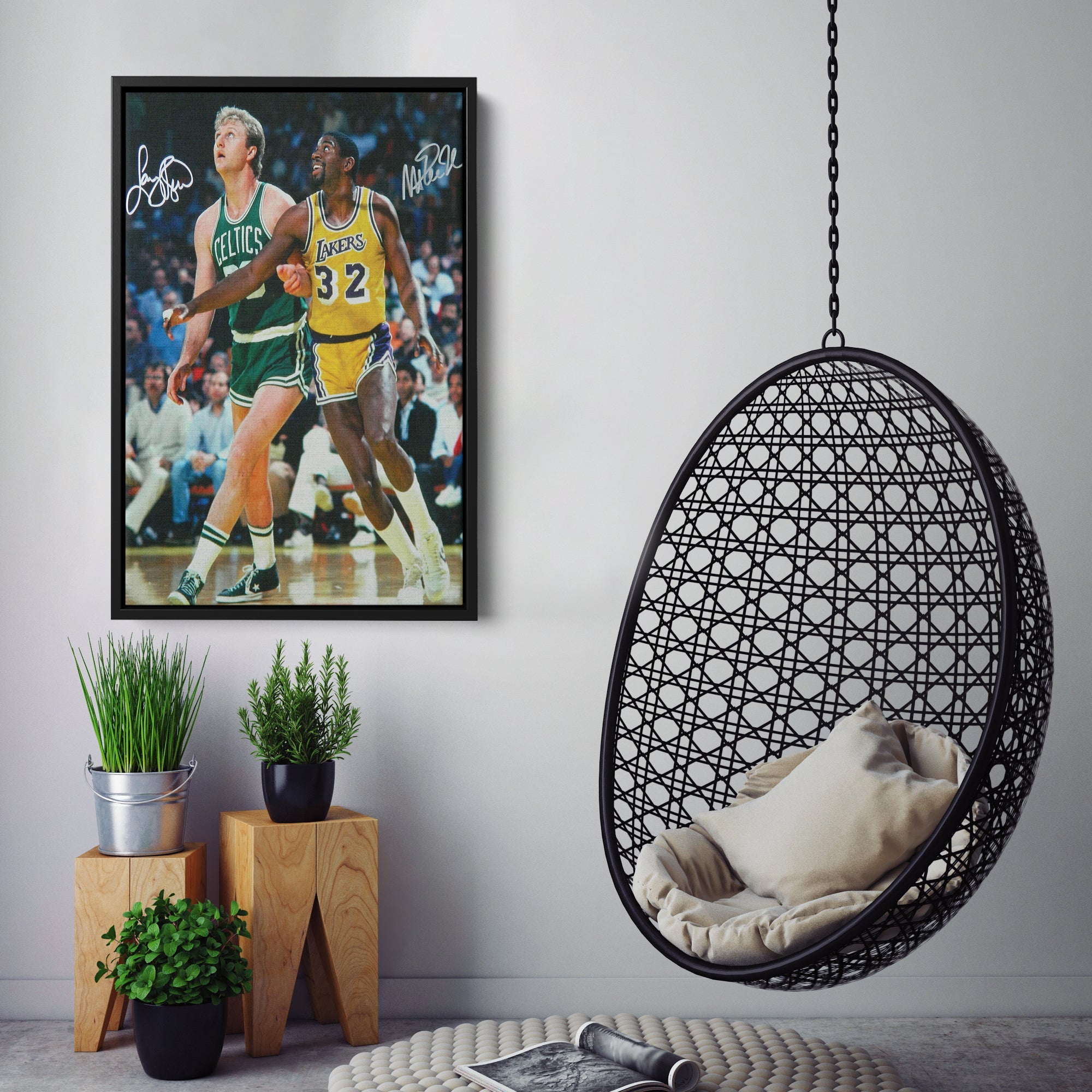 Larry Bird & Magic Johnson Canvas Lakers vs. Celtics Wall Art Print