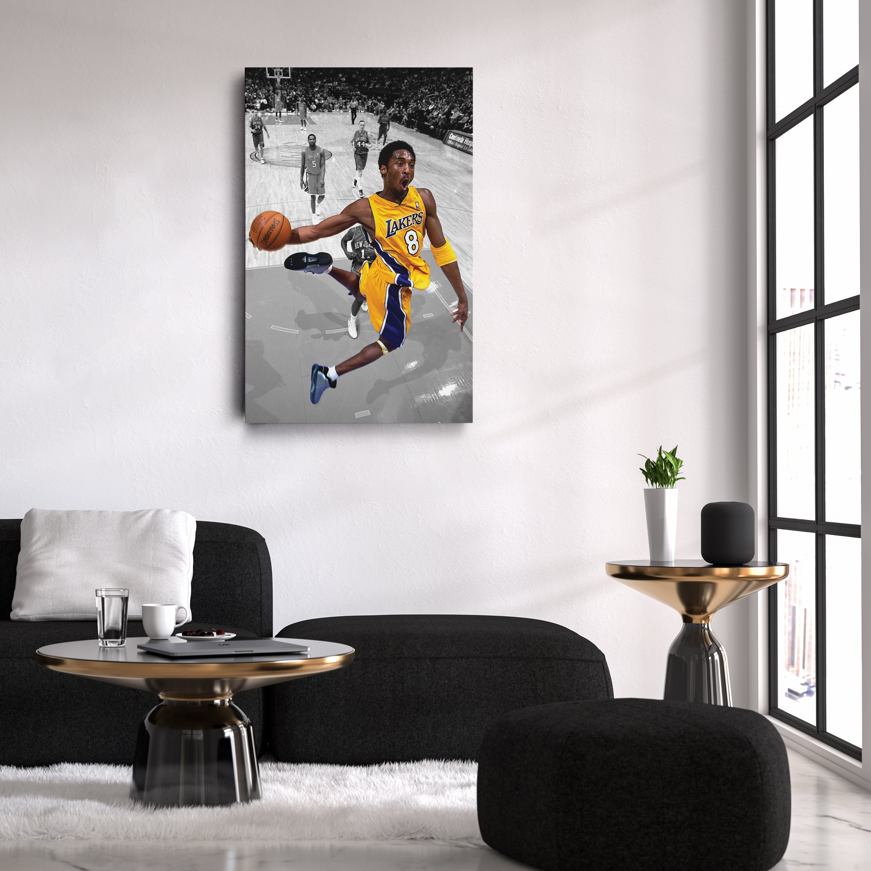 Kobe Bryant Lakers Dunking Canvas Wall Art Decor - Nba Slam Dunk Poster