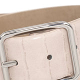 INC International Concepts Women's Croc Embossed Panel Belt Beige Size Small