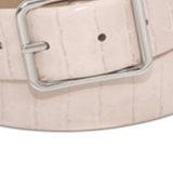 INC International Concepts Women's Croc Embossed Panel Belt Beige Size Small