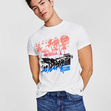 GUESS Men's Cruisin Graphic T-Shirt White Size XX-Large