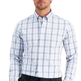 Club Room Men's Slim Fit 4 Way Stretch Gingham Dress Shirt Blue Size Large