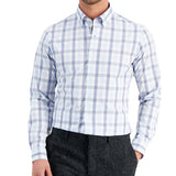 Club Room Men's Slim Fit 4 Way Stretch Gingham Dress Shirt Blue Size Large