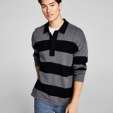 And Now This Men's Knit Striped Pullover Sweater Black Size Large