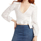GUESS Women's Sandra Cotton Wrap Top White Size Medium