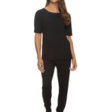 Felina Women's Black Rolled Sleeve Tee w/ Jogger Set Size Small
