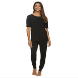 Felina Women's Black Rolled Sleeve Tee w/ Jogger Set Size Small