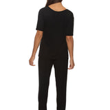 Felina Women's Black Rolled Sleeve Tee w/ Jogger Set Size Small