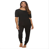 Felina Women's Black Rolled Sleeve Tee w/ Jogger Set Size Small