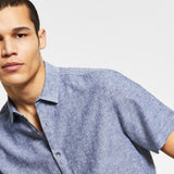 INC International Concepts Men's Regular Fit Linen Shirt Blue Size Small