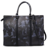 INC International Concepts Men's Faux Leather Camouflage Briefcase Blue Size Regular