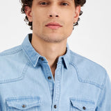 INC International Concepts Men's Light Wash Denim Shirt Blue Size XX-Large