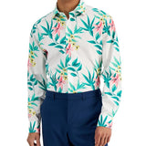 Bar III Men's Slim Fit Tropical Print Dress Shirt White Size Large