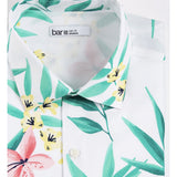 Bar Iii Mens Tropical Organic Cotton Slim Fit Button-Down Shirt White/Green XL