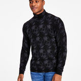 INC International Concepts Men's Cashmere Skull Print Turtleneck Sweater Black Size XX-Large