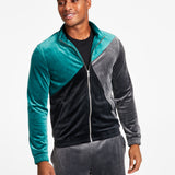 INC International Concepts Men's Regular Fit Pieced Colorblocked Velour Jacket Green Size Small