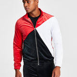 INC International Concepts Men's Regular Fit Pieced Colorblocked Velour Jacket Red Size Medium