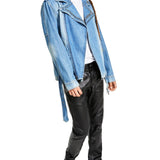 INC International Concepts Men's Studded Moto Denim Jacket Blue Size X-Small