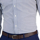 Club Room Men's Slim Fit Striped Button Down Shirt Blue Size Medium
