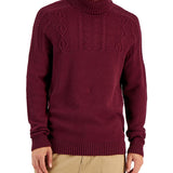 Club Room Men's Cable Knit Chunky Turtleneck Sweater Red Size Small