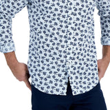 Club Room Men's Cotton Printed Button Down Shirt Blue Size Small
