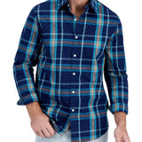 Club Room Men's Cotton Plaid Button Down Shirt Blue Size Small