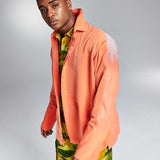 And Now This Men's Reflective Long Sleeve Button Up Shirt Orange Size XX-Large