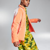 And Now This Men's Reflective Long Sleeve Button Up Shirt Orange Size XX-Large