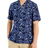 Club Room Men's Paisley Medallion Shirt Blue Size Small