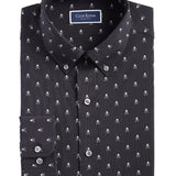 Club Room Men's Slim Fit Skull Print Button Down Shirt Black Size Medium