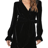 Paige Ysabel Velvet Mini Dress Black