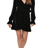Paige Ysabel Velvet Mini Dress Black