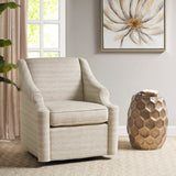 Upholstered Swivel Chair with Recessed Arms and Tight Back
