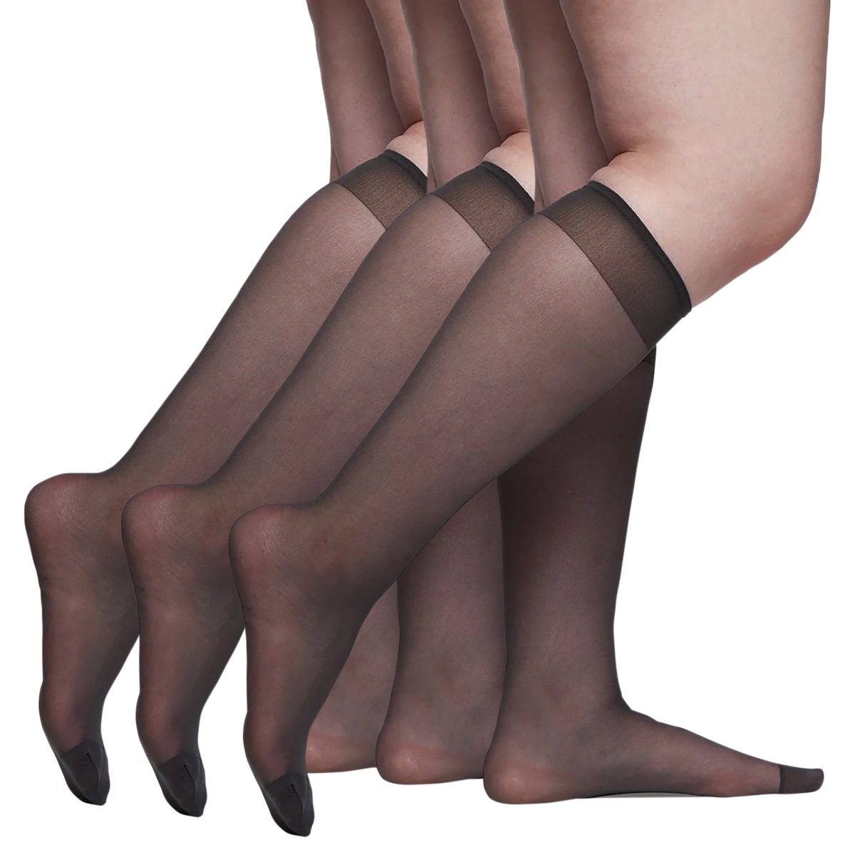 3 Pair Pack Queen All Day Sheer Knee High With Reinforced Toe