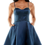 B Darlin Women's Corset Seamed Mini Fit & Flare Dress Blue Size 12