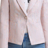 DKNY Tweed Faux Pearl One-Button Blazer Pink Size 16