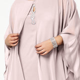 SL Fashions Women's Rhinestone Zippered Sheer Capelet Sleeveless Keyhole Knee Length Formal Shift Dress Pink Size 24W
