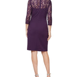 SL Fashions Women's Square Neck Back Zipper Short Crepe Dress Purple Size 10