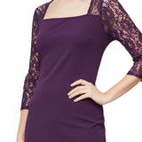 SL Fashions Women's Lace Mini Sheath Dress Purple Size 12