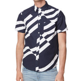 Perry Ellis America Men's Flag Print Button-Down Shirt Blue Size XXL